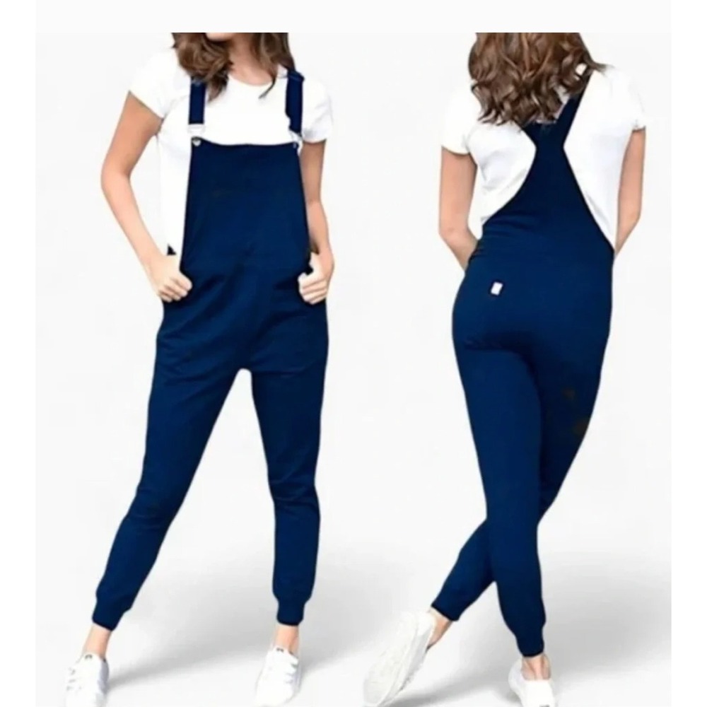 Swoveralls Unisex M Blue Organic Cotton Bib Overalls Adjustable Straps Pockets